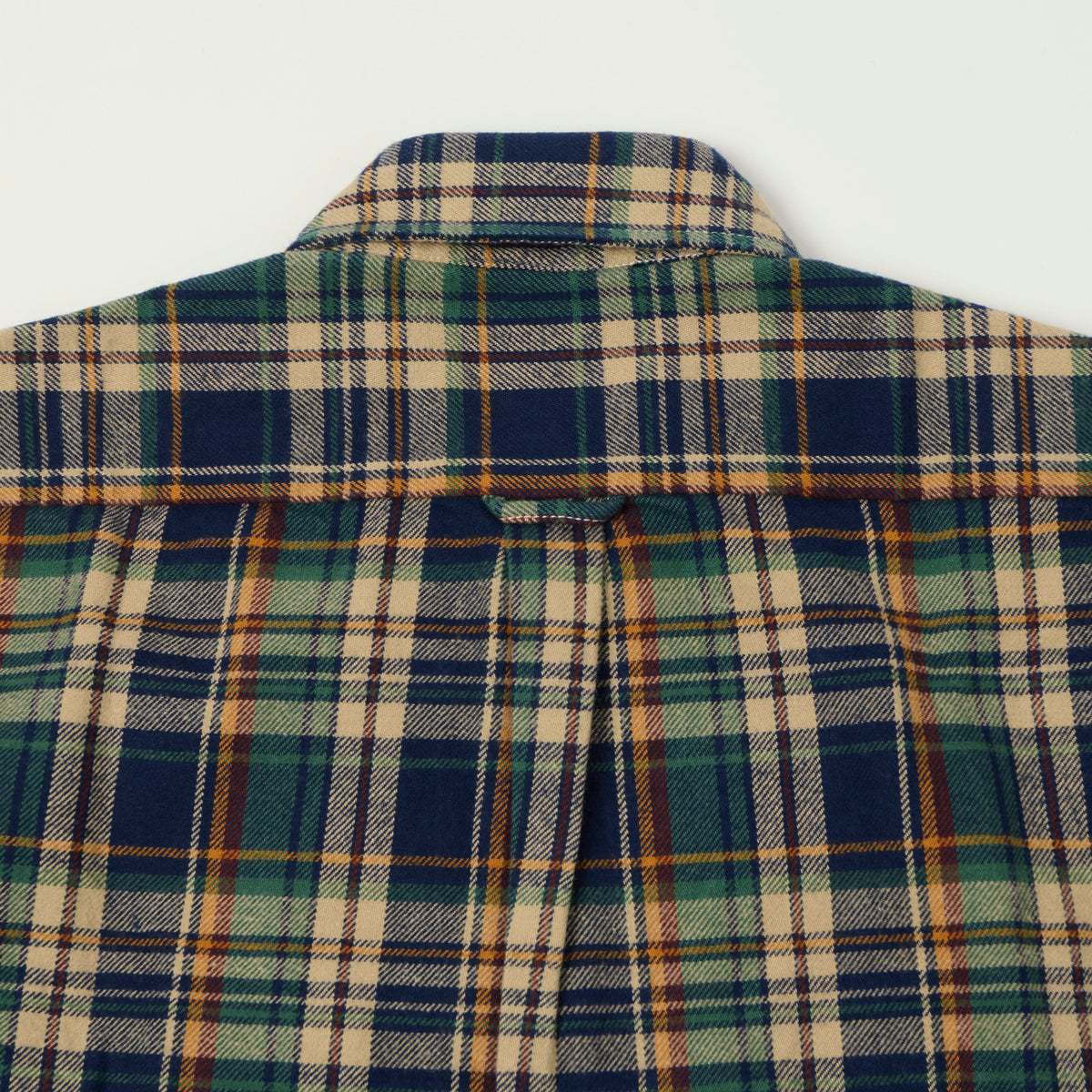 Drake's Brushed Flannel Plaid Work Shirt - Indigo