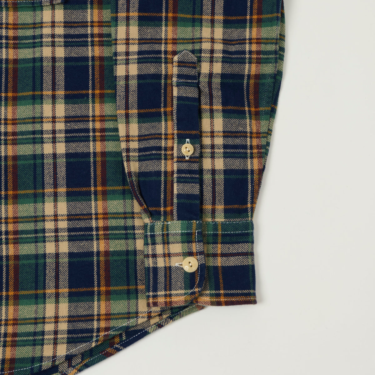 Drake's Brushed Flannel Plaid Work Shirt - Indigo