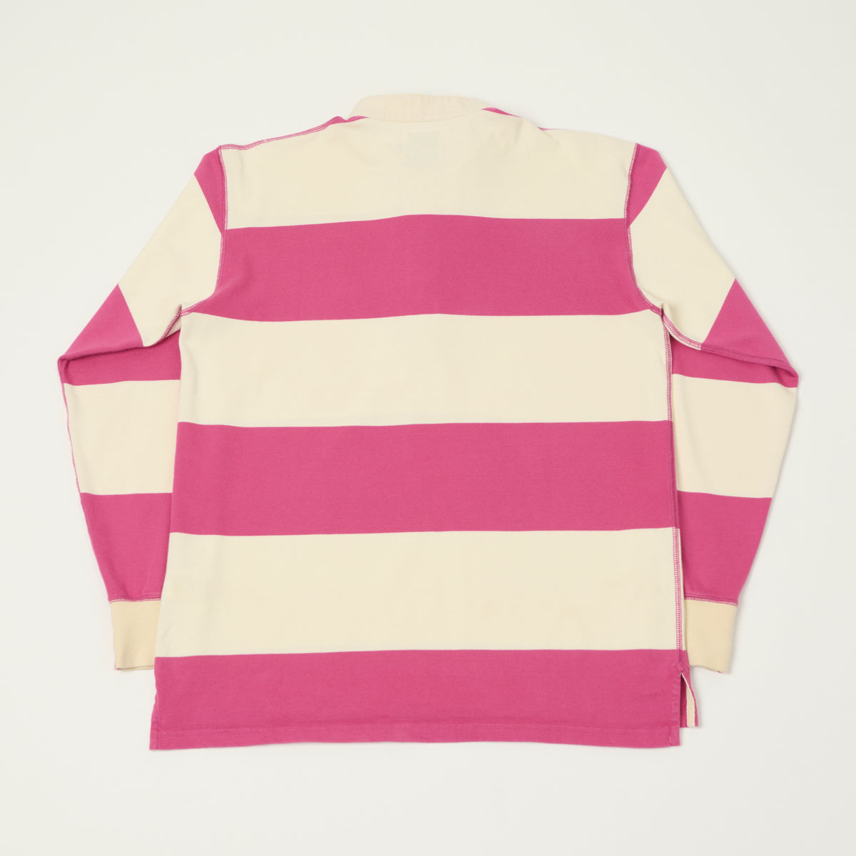 Drake's Grandad Collar Rugby Shirt - Pink/White