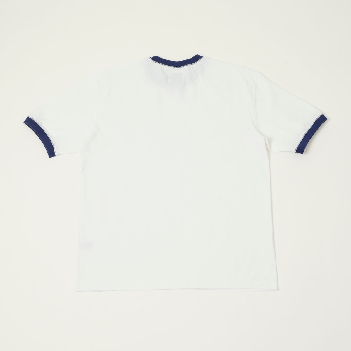 Drake's Cotton Crew Neck Ringer T-Shirt - White/Blue