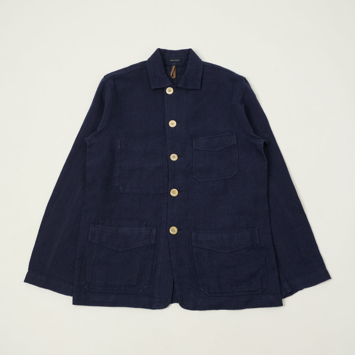 Drake's Heavy Linen 5-Pocket Chore Jacket - Navy