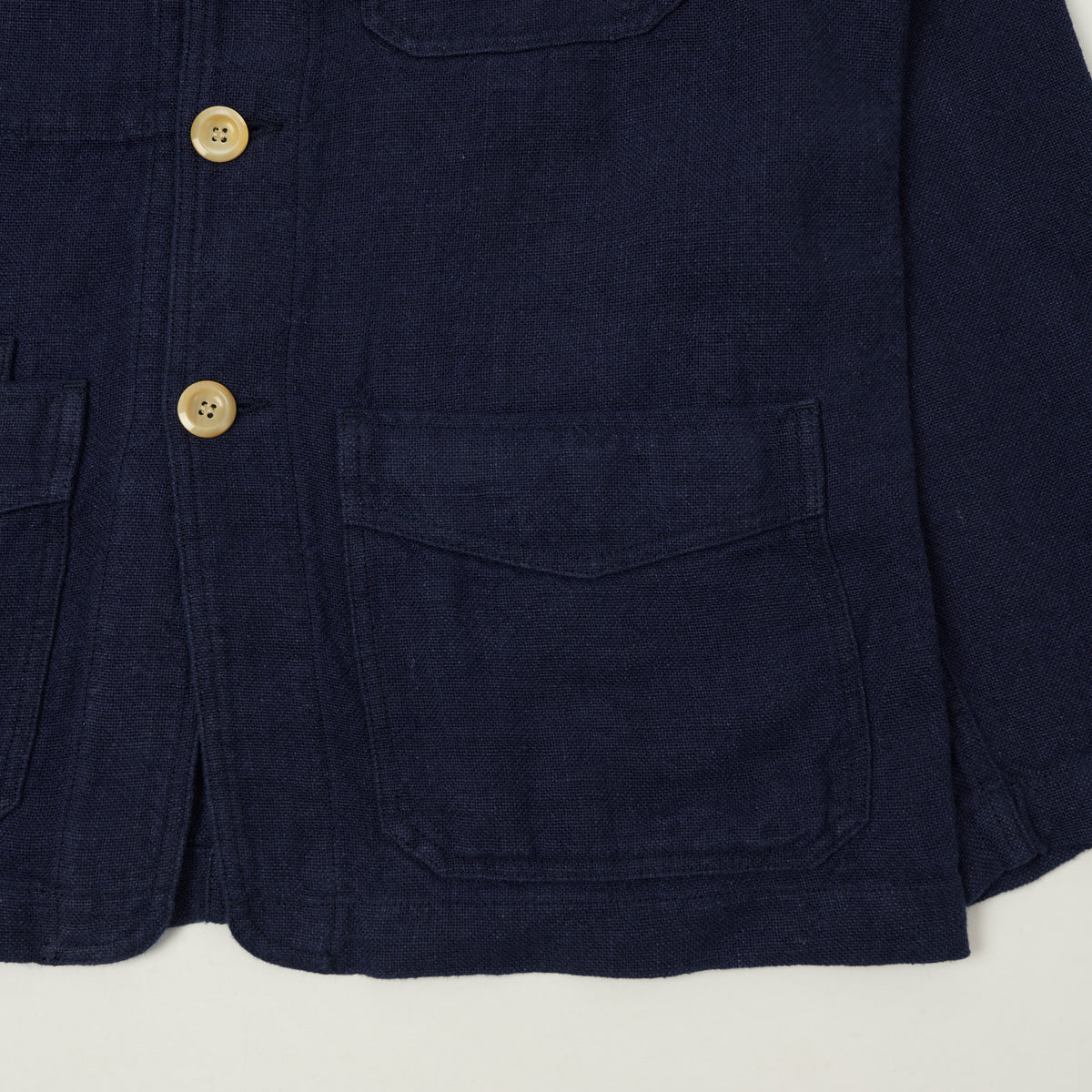 Drake's Heavy Linen 5-Pocket Chore Jacket - Navy