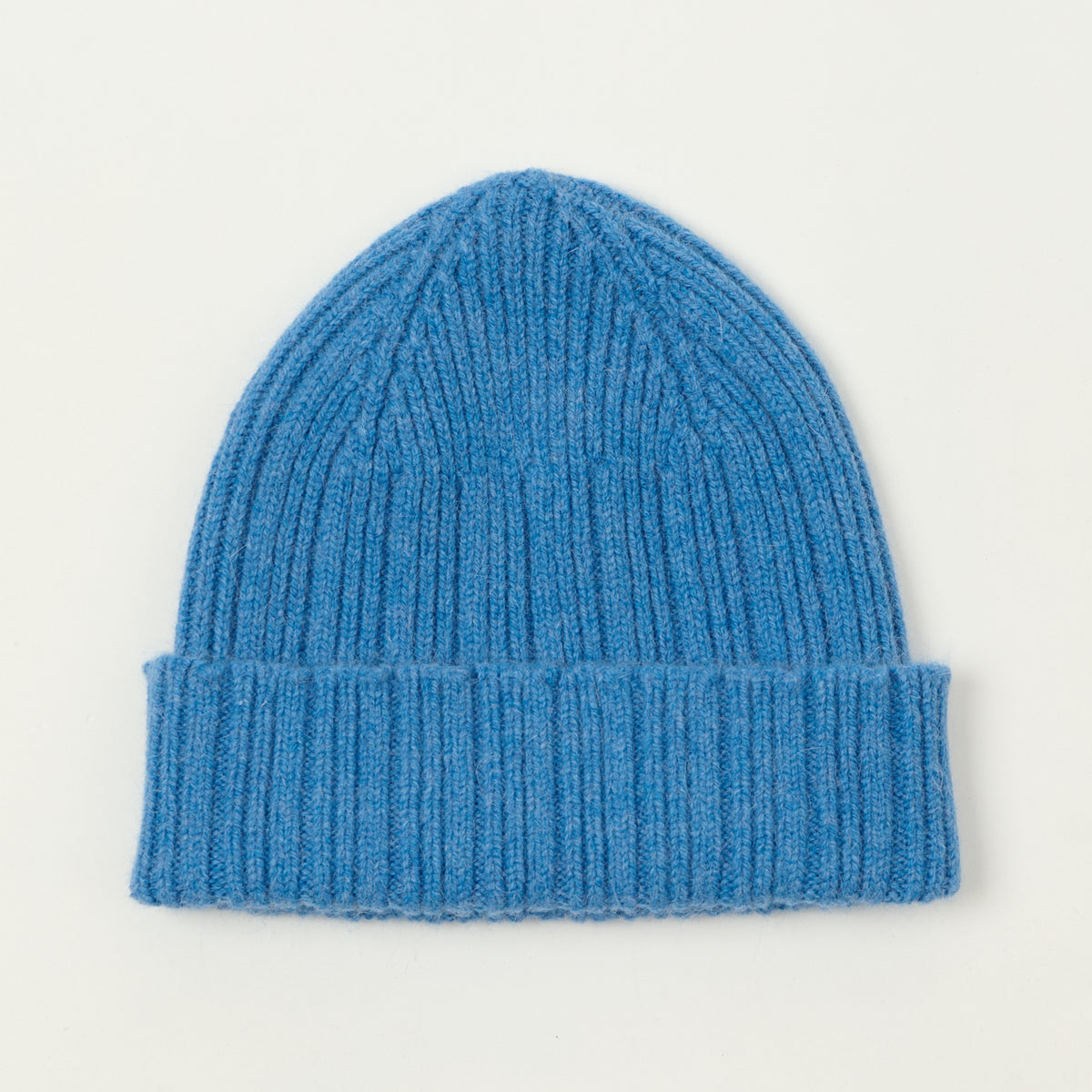 Drake's Lambswool Ribbed Knit Beanie - Lomond Blue