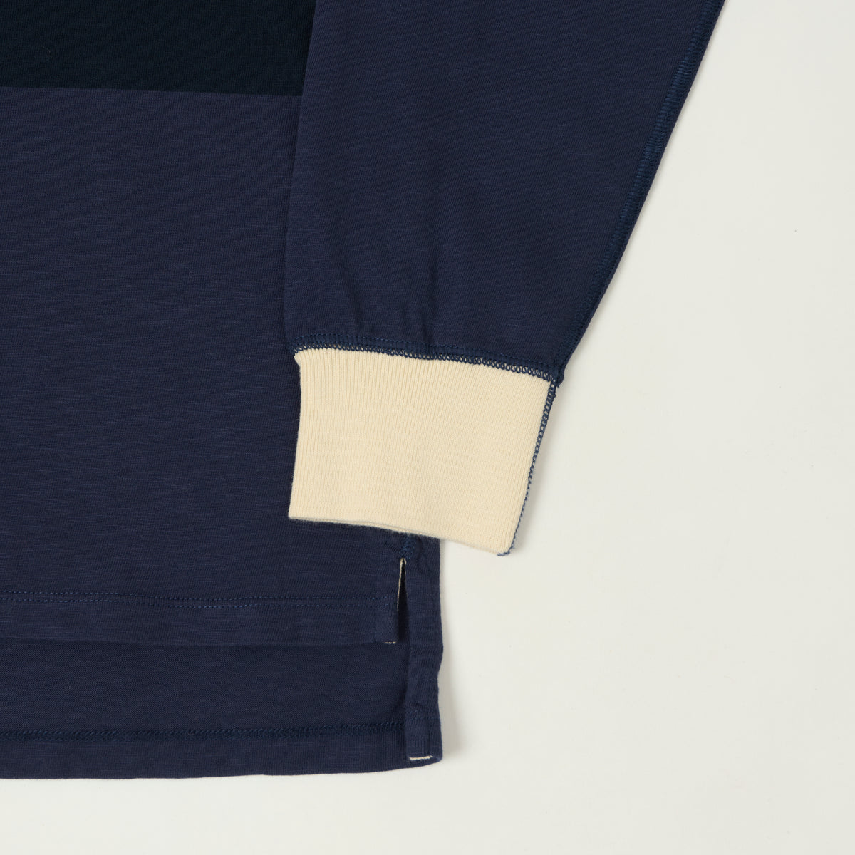 Drake's Mock Neck Rugby Shirt - Dark Navy/Ecru
