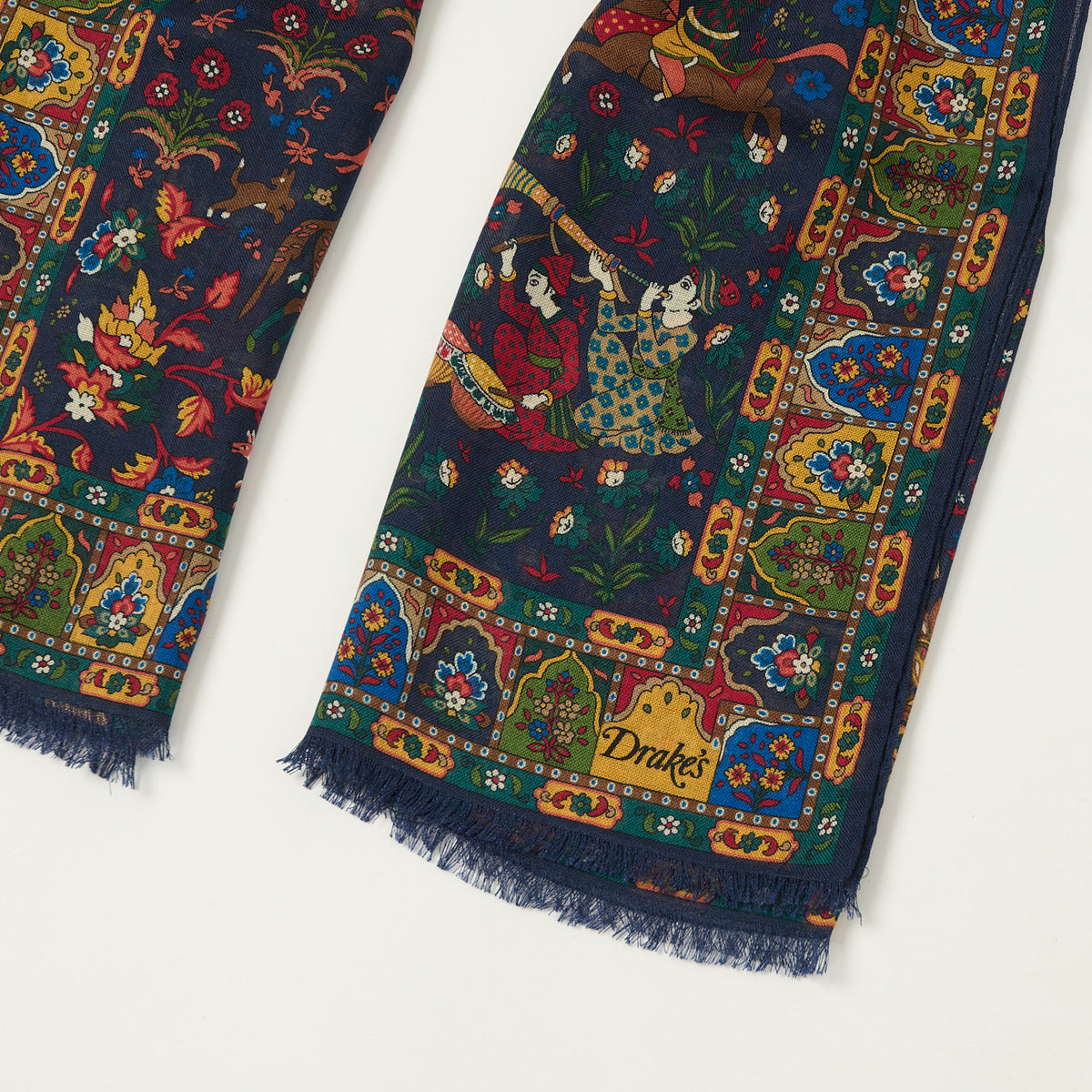 Drake's 'Moghul Garden' Wool/Silk Scarf - Navy