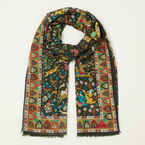 Drake's 'Moghul Garden' Wool/Silk Scarf - Dark Green