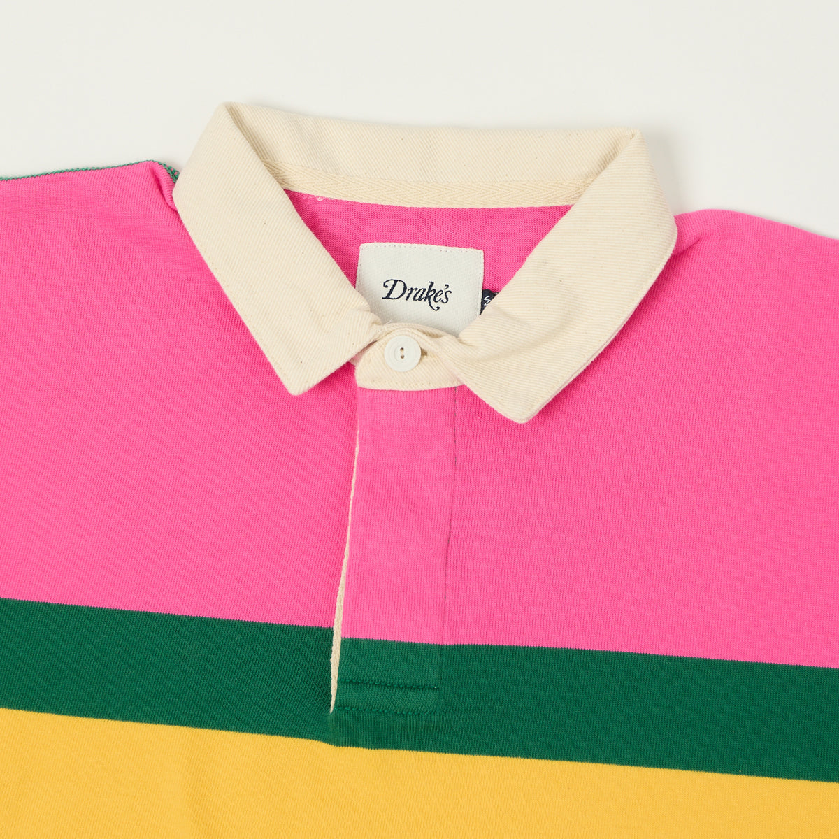 Drake's Classic Rugby Shirt - Pink/Yellow/Navy