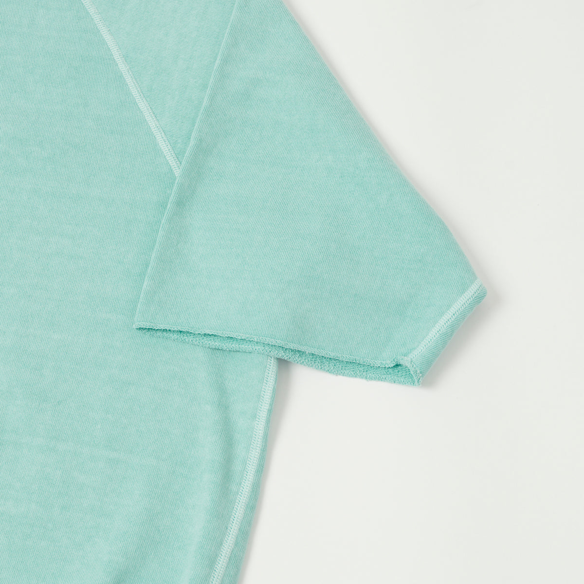 Dubbleworks Cut Off Sleeve Pigment Dyed Sweatshirt - Light Turquoise