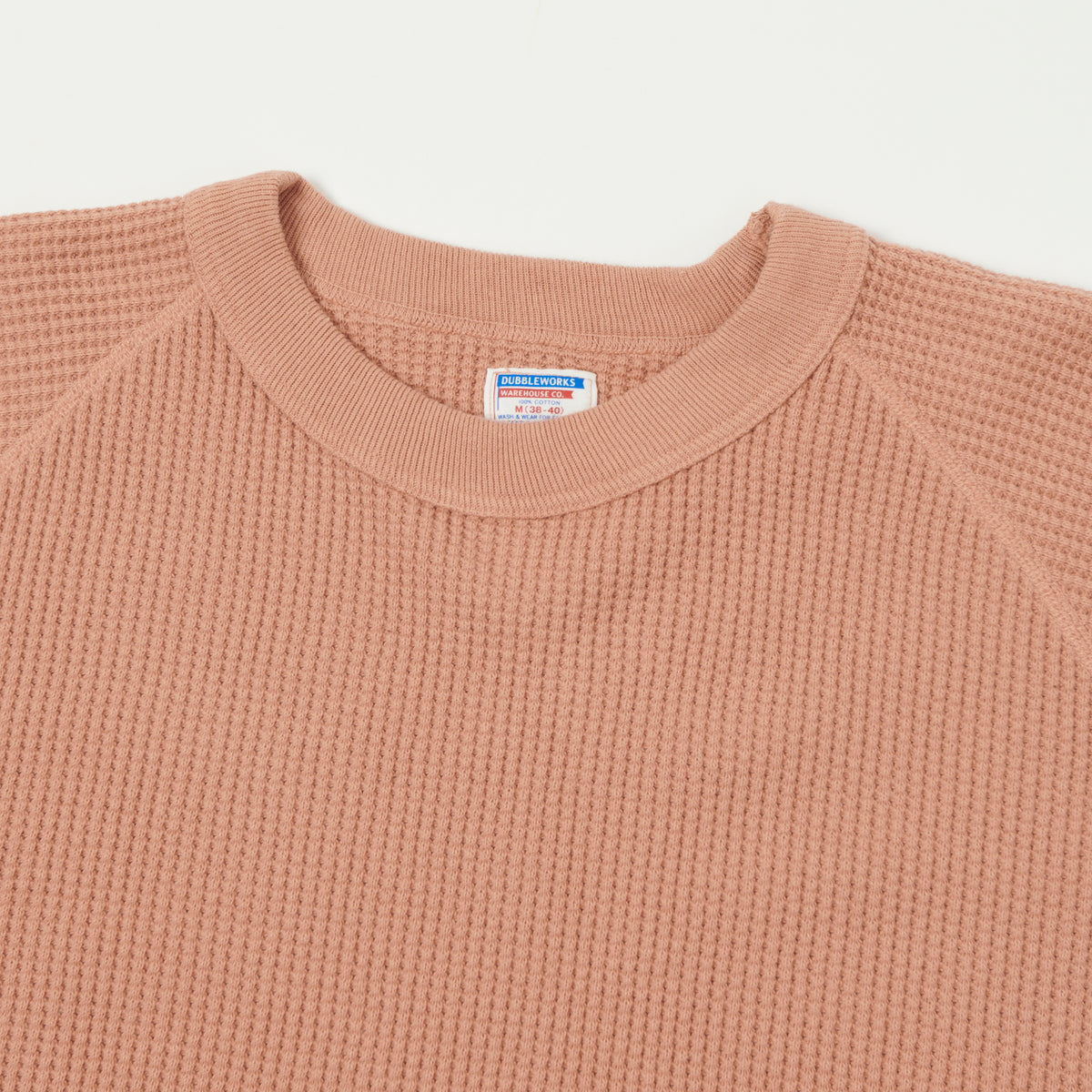 Dubbleworks Long Sleeve Heavy Waffle Tee - Salmon Pink