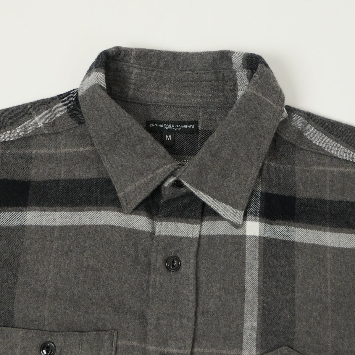 Engineered Garments Brushed Cotton Big Plaid Work Shirt - Grey/Black