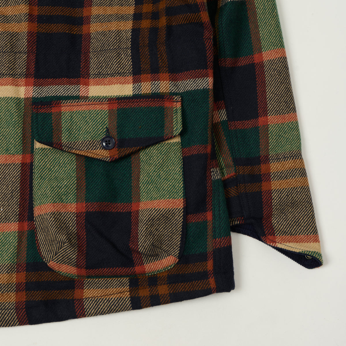 Engineered Garments Heavy Wool Plaid 'SAS' Jacket - Navy/Brown