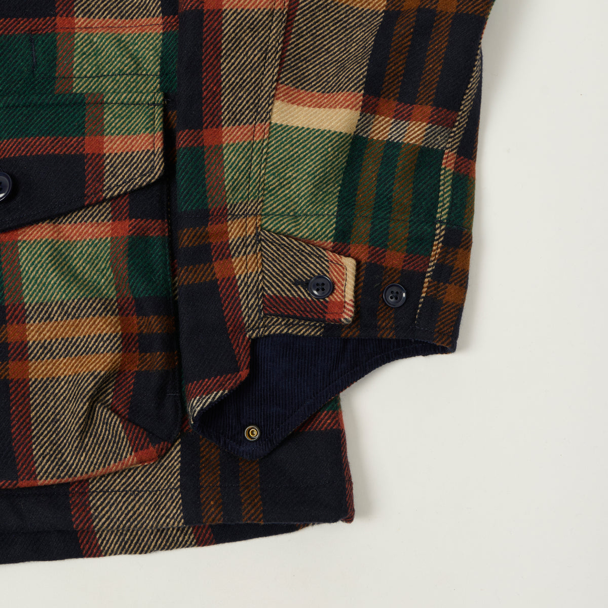 Engineered Garments Heavy Wool Plaid 'SAS' Jacket - Navy/Brown