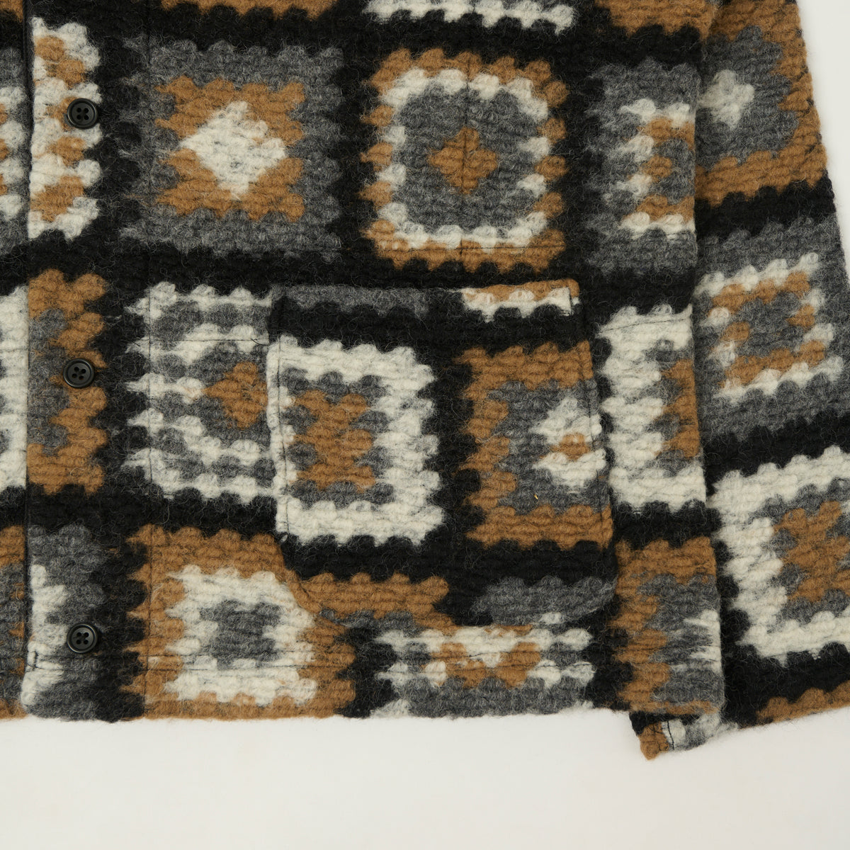 Engineered Garments Wool Chenille Knit Cardigan - White/Black/Brown