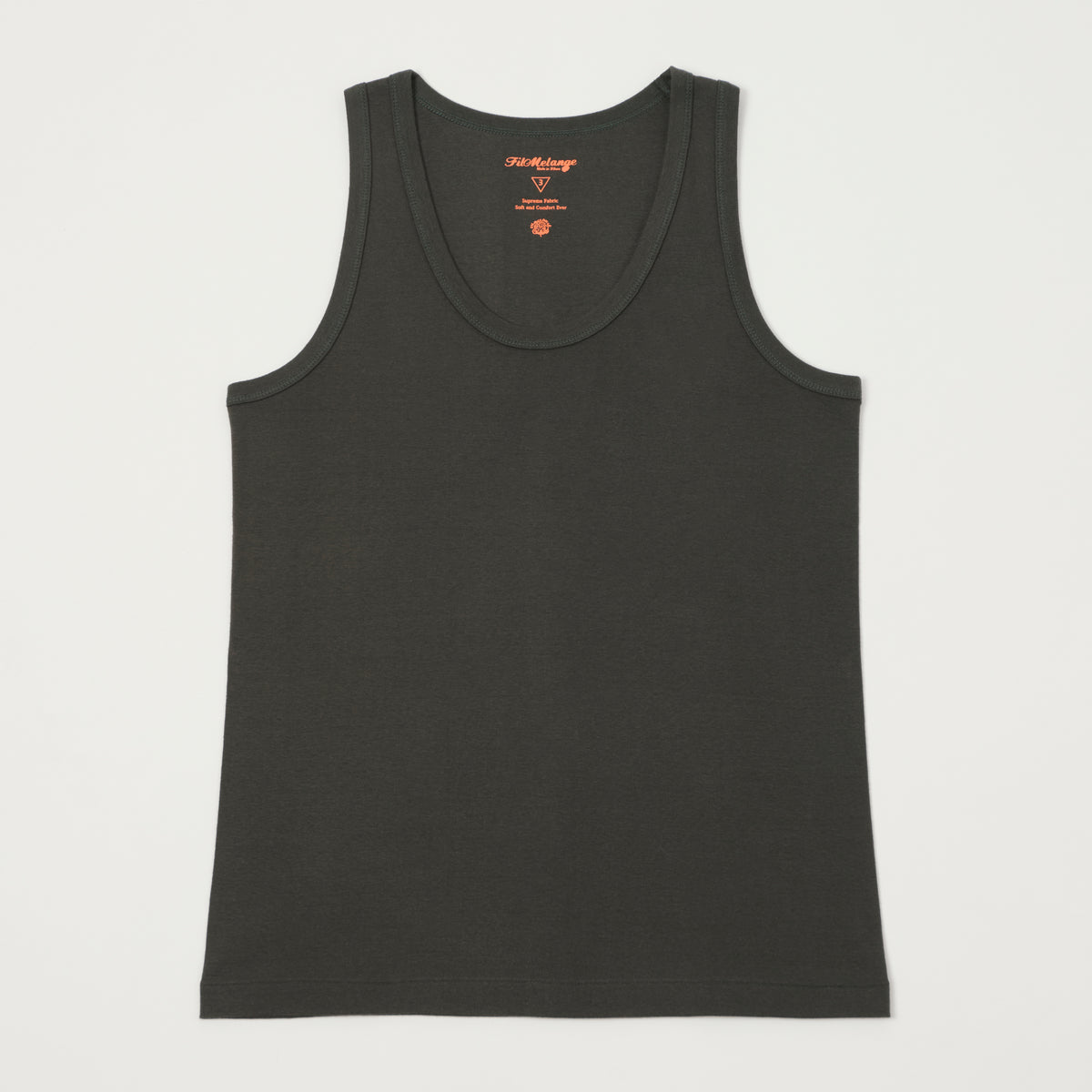 FilMelange 'Ryan' Organic Cotton Rib Vest - Charcoal/Khaki