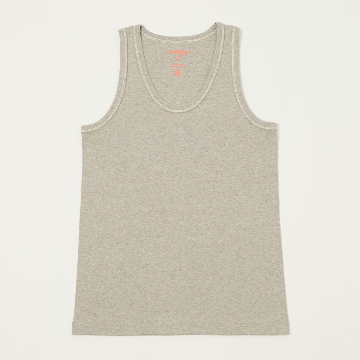 FilMelange 'Ryan' Organic Cotton Rib Vest - Light Melange