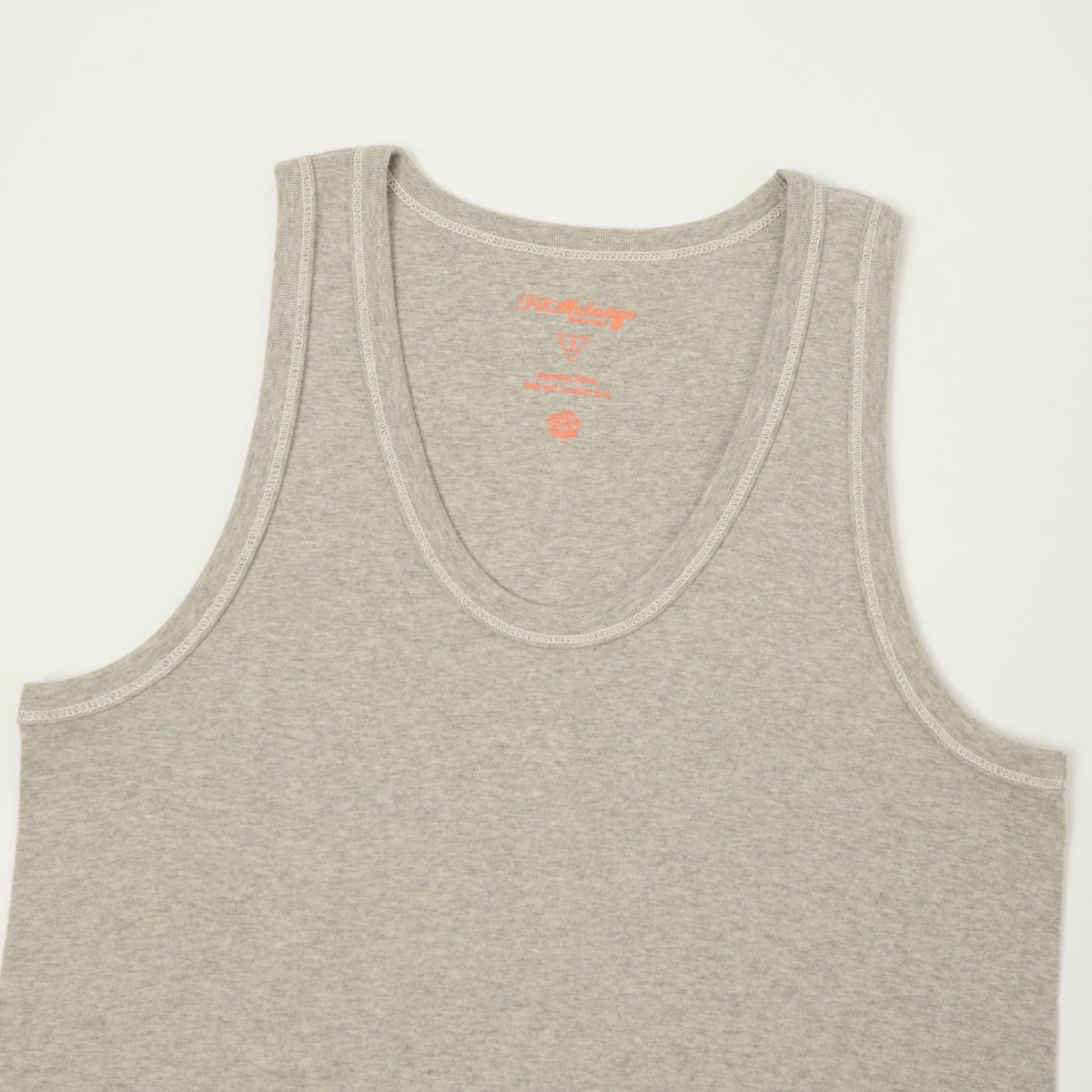 FilMelange 'Ryan' Organic Cotton Rib Vest - Light Melange