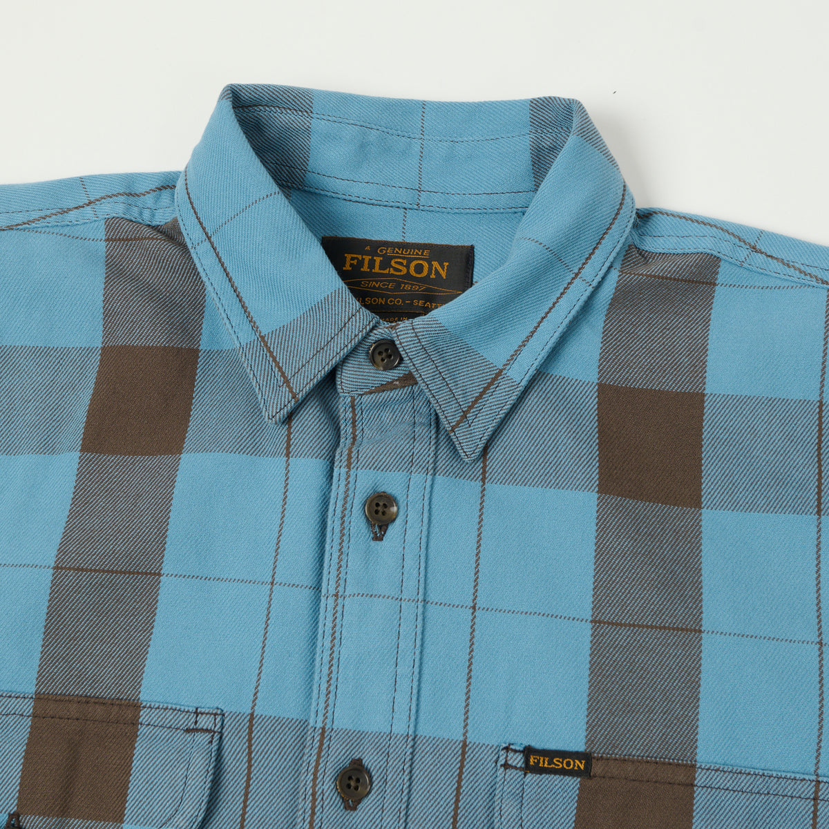 Filson Vintage Wash Alaskan Guide Shirt - Blue/Dark Brown
