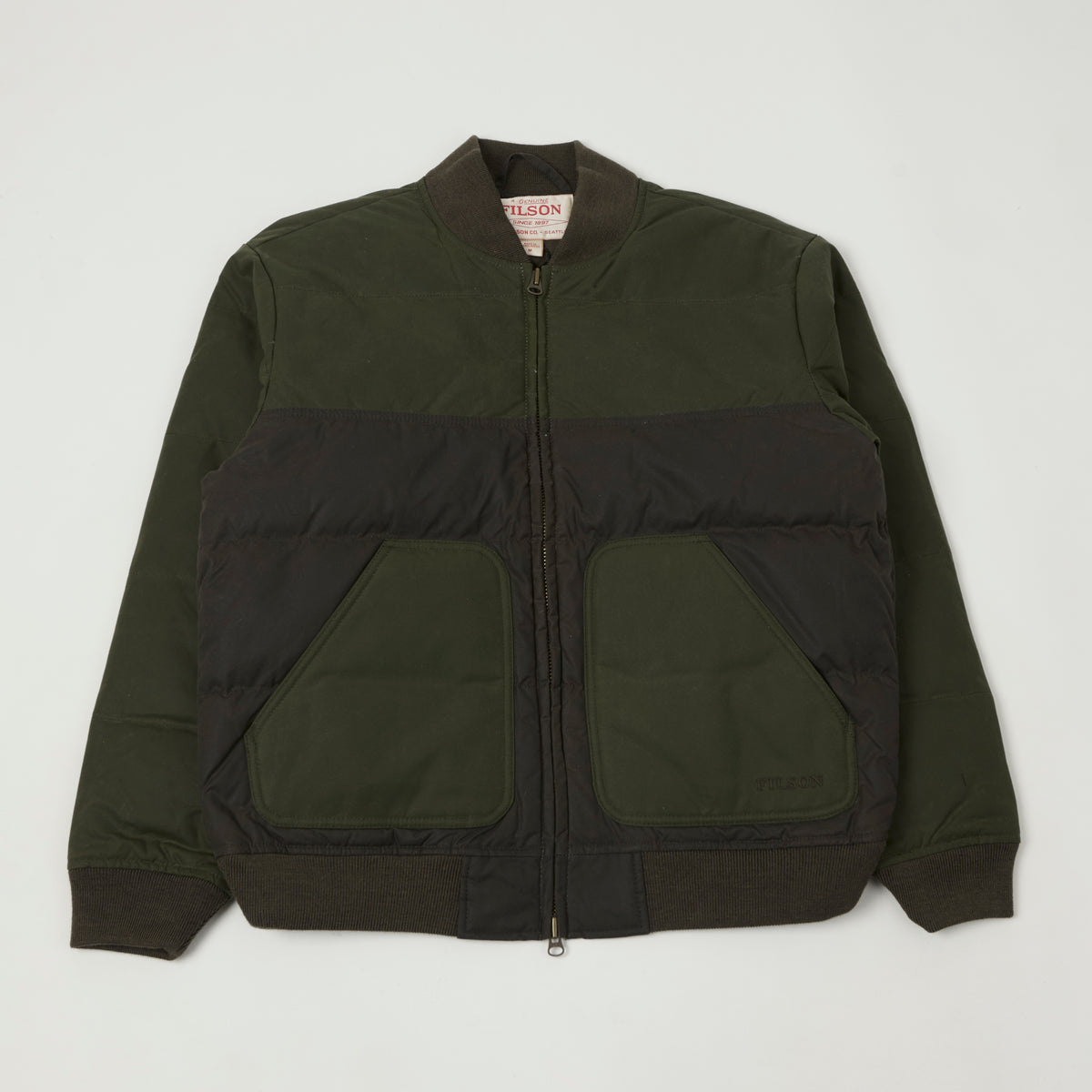 Filson Waxed Down Bomber Jacket - Otter Green