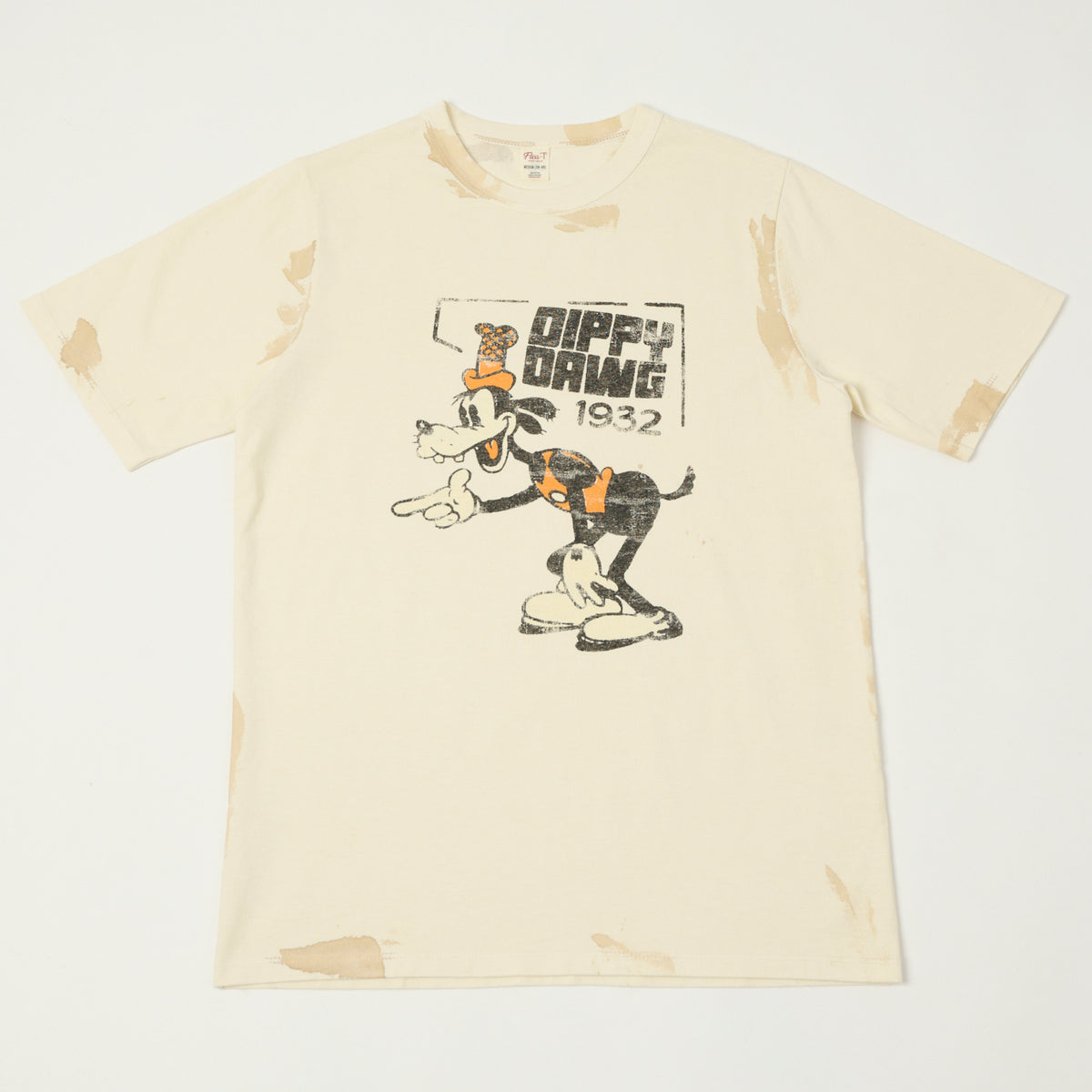 Flea-T 1950s Orange 'Dippy Dawg' T-Shirt - White