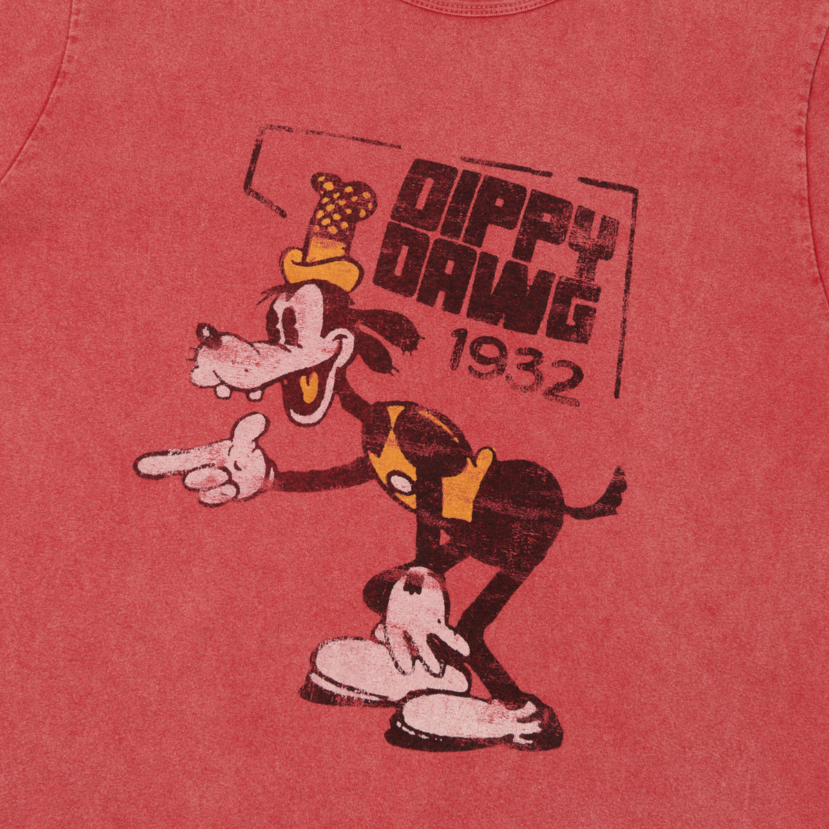 Flea-T 1950s Orange 'Dippy Dawg' T-Shirt - Red