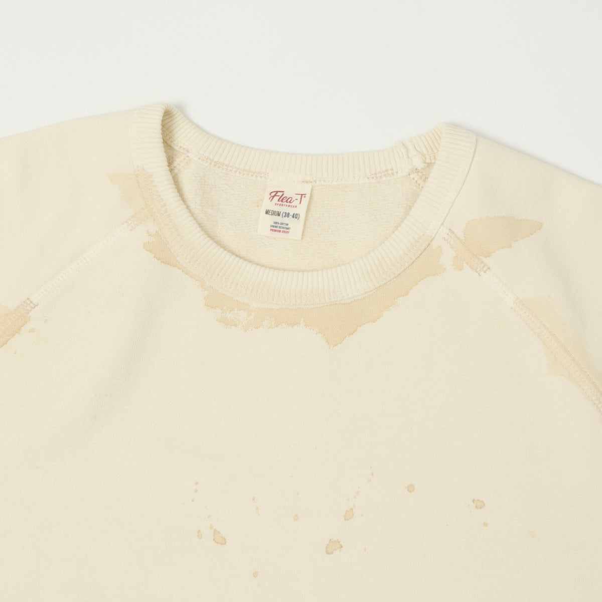 Flea-T 1950s Raglan Sleeve 'Vintage' Wash Sweatshirt - White