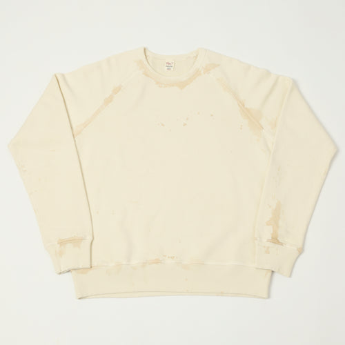 Flea-T 1950s Raglan Sleeve 'Vintage' Wash Sweatshirt - White