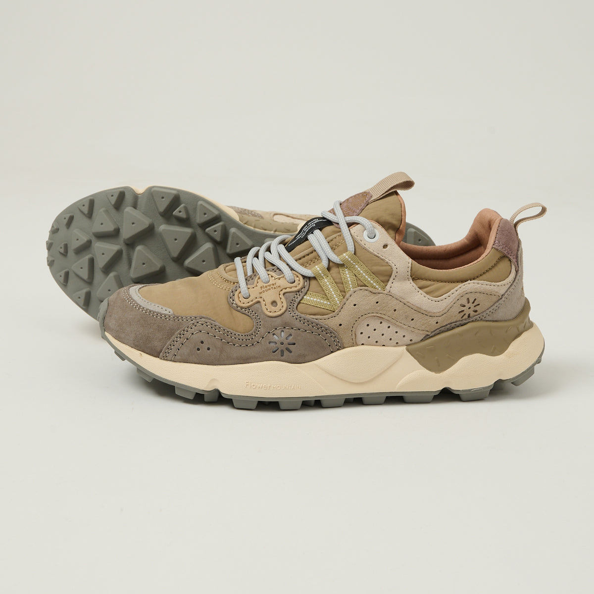 Flower Mountain Yamano 3 Suede/Nylon Sneaker - Grey/Mud/Off White