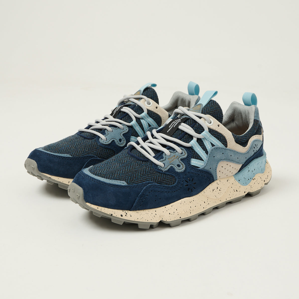 Flower Mountain Yamano 3 Suede/Woolen Knit - Black/Light Blue/Off White