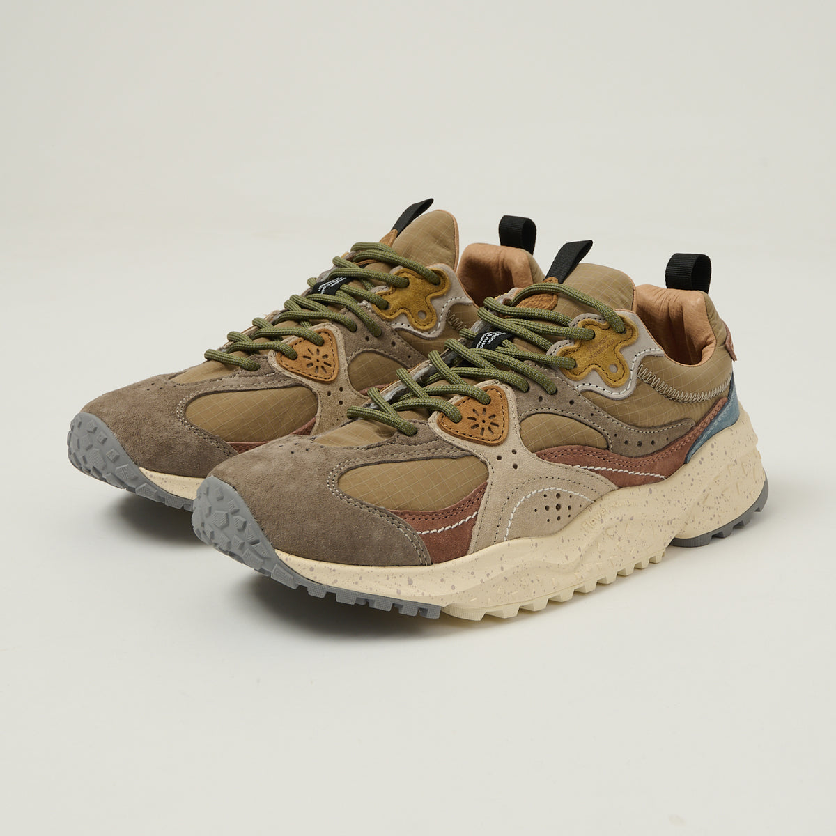 Flower Mountain Wave Suede/Nylon Sneaker - Light Grey/Brown