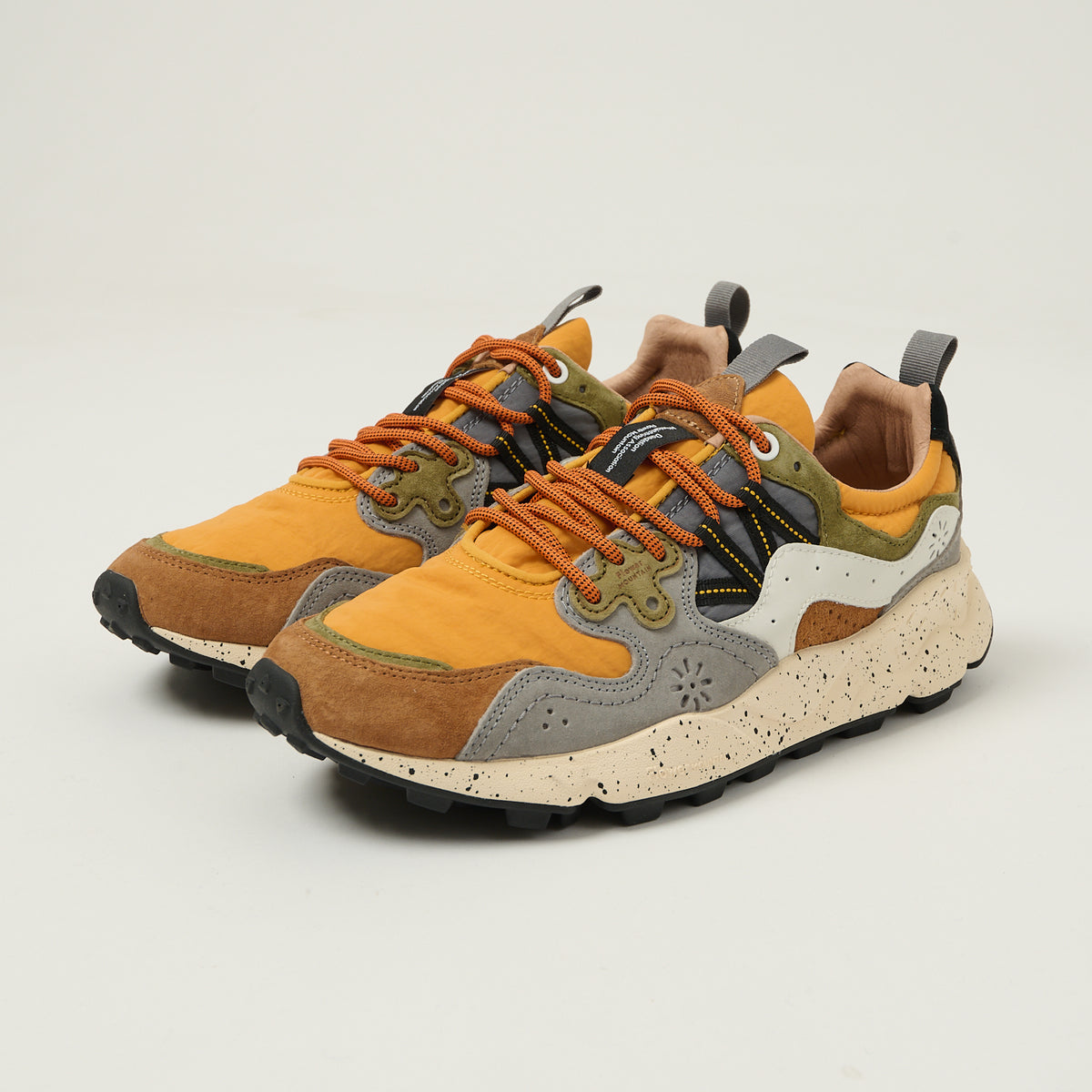 Flower Mountain Yamano 3 Suede/Nylon Sneaker - Warm Brown/Mustard