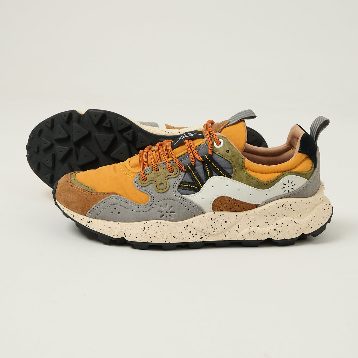 Flower Mountain Yamano 3 Suede/Nylon Sneaker - Warm Brown/Mustard