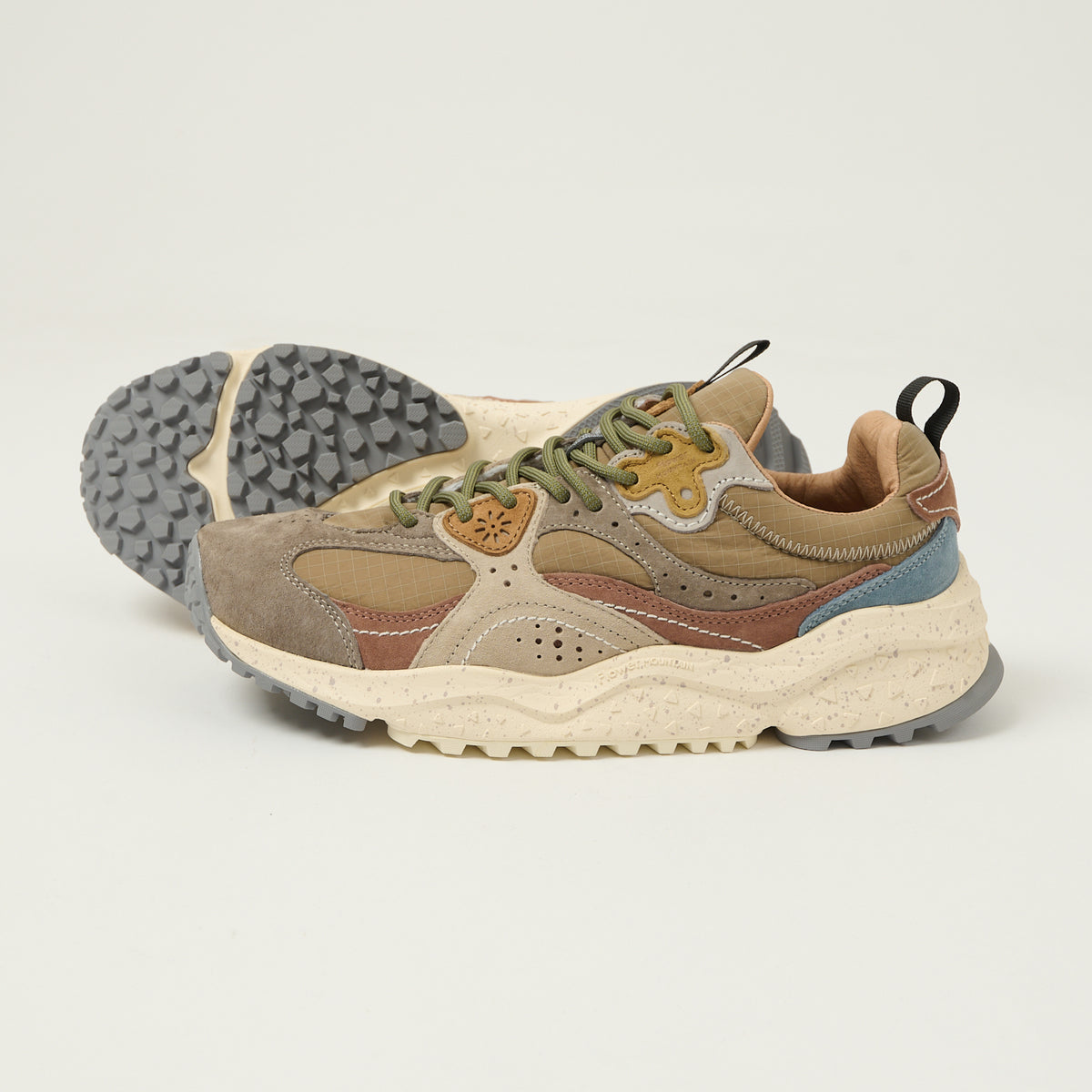 Flower Mountain Wave Suede/Nylon Sneaker - Light Grey/Brown