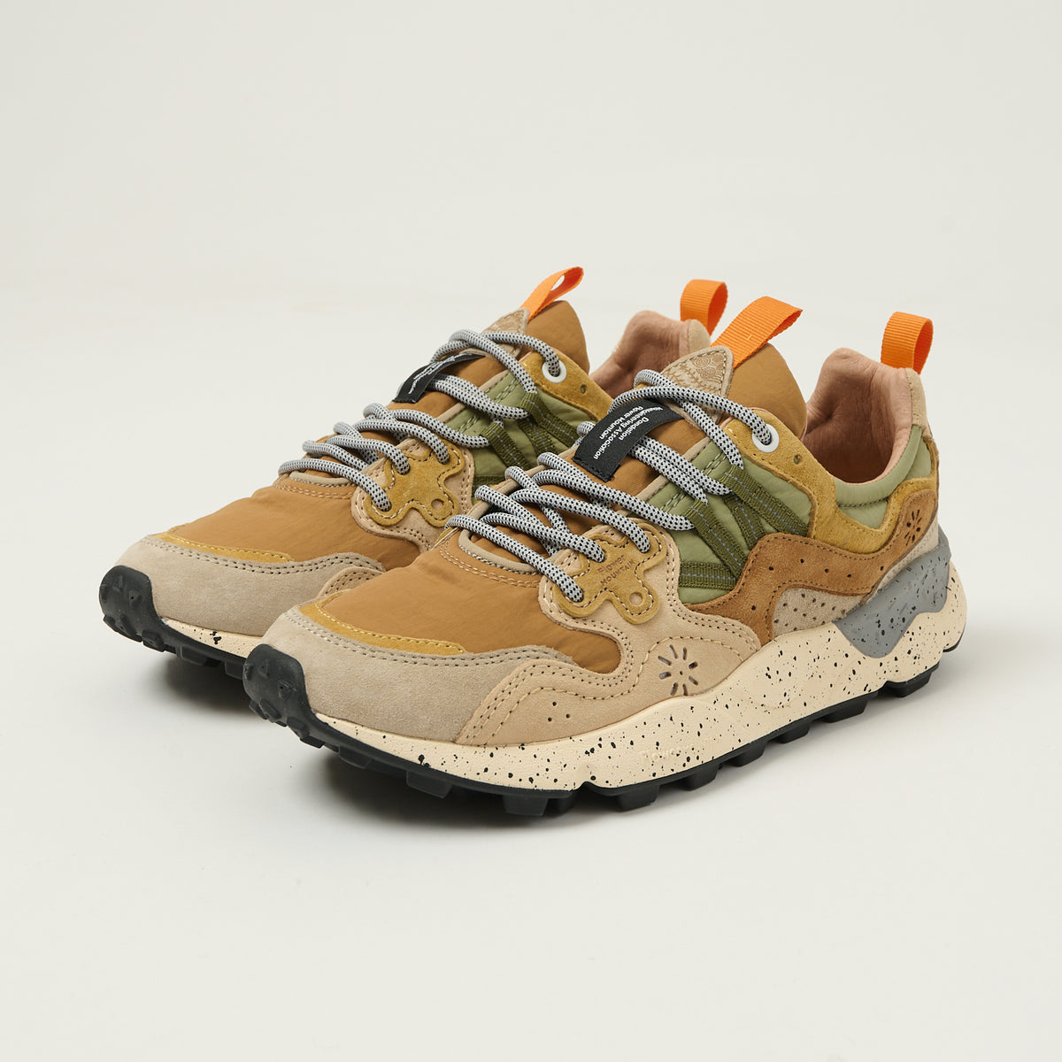 Flower Mountain Yamano 3 Suede/Nylon Sneaker - Grey/Light Brown/Beige