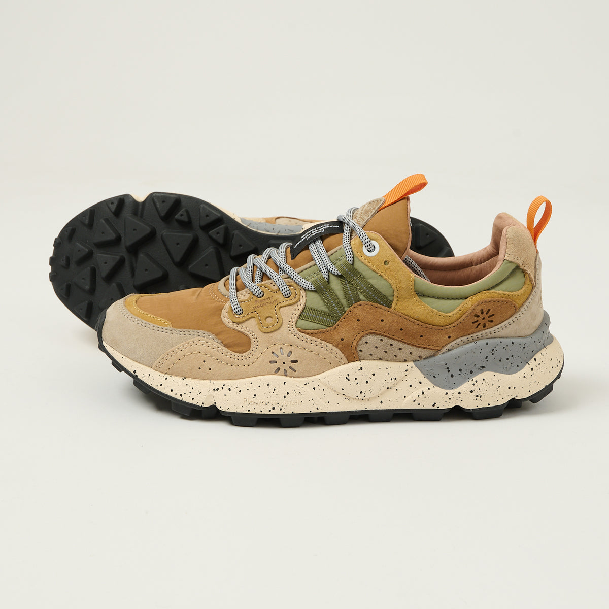 Flower Mountain Yamano 3 Suede/Nylon Sneaker - Grey/Light Brown/Beige