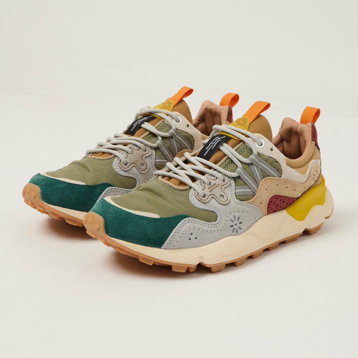 Flower Mountain Yamano 3 Suede/Nylon Sneaker - Dark Petrol/Light Grey/Mud
