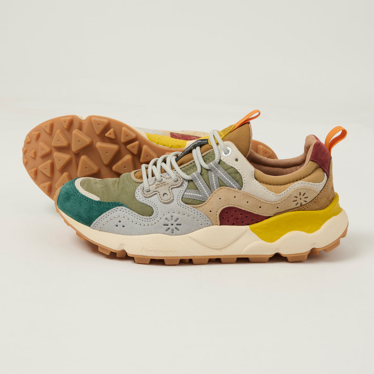 Flower Mountain Yamano 3 Suede/Nylon Sneaker - Dark Petrol/Light Grey/Mud