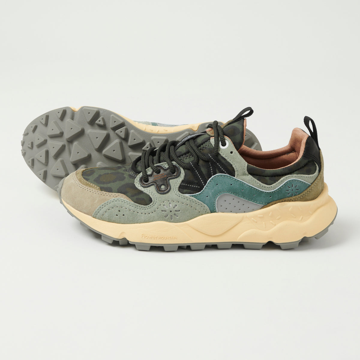 Flower Mountain Yamano 3 Suede/Nylon Sneaker - Anthracite/Green
