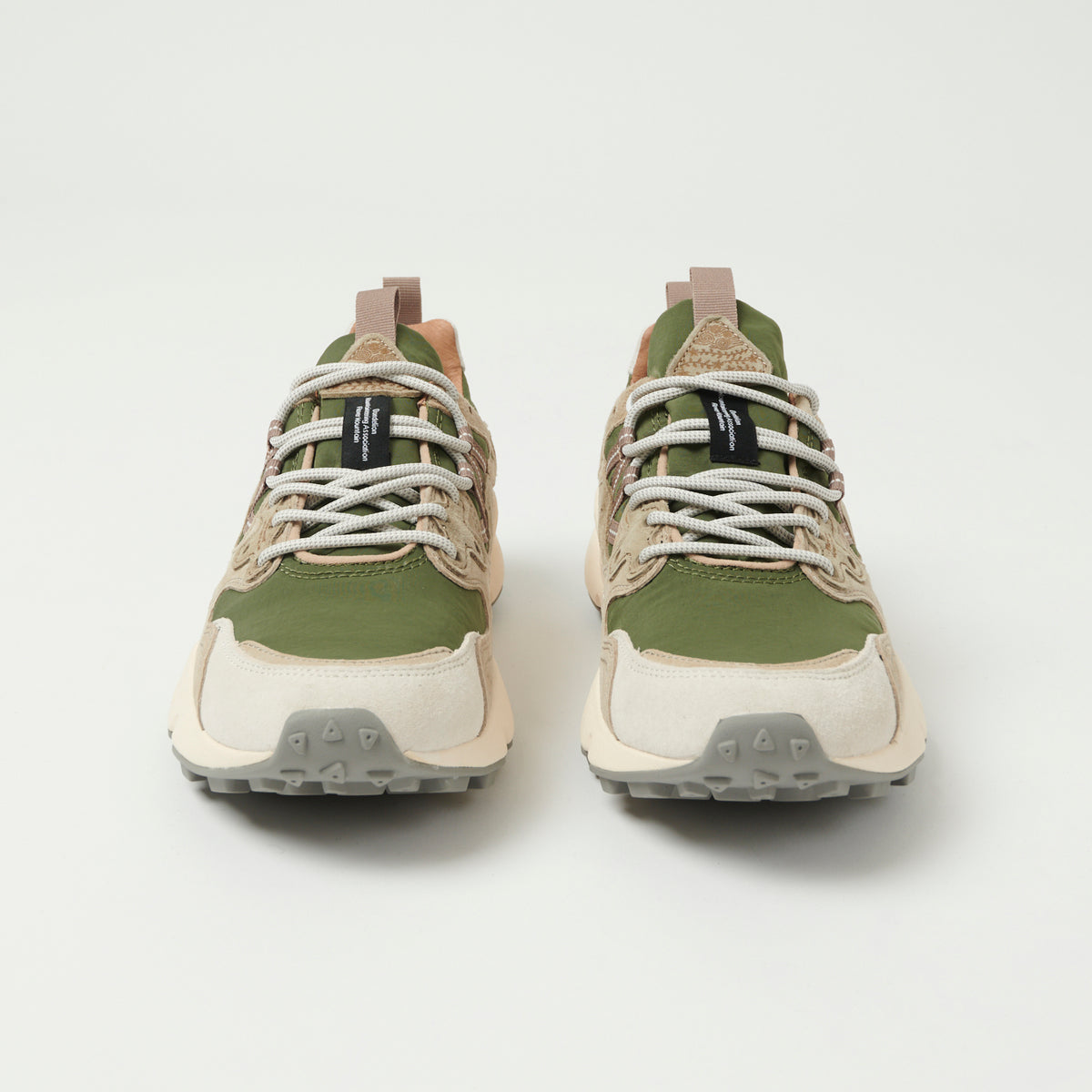 Flower Mountain Yamano 3 Suede/Nylon Sneaker - Off White/Military/Green