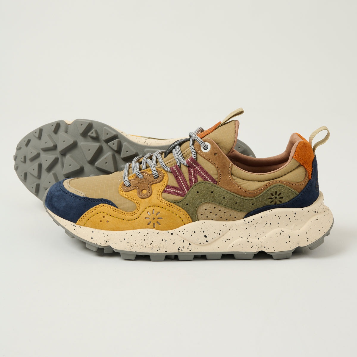 Flower Mountain Yamano 3 Man Suede/Nylon Sneaker - Navy/Cream