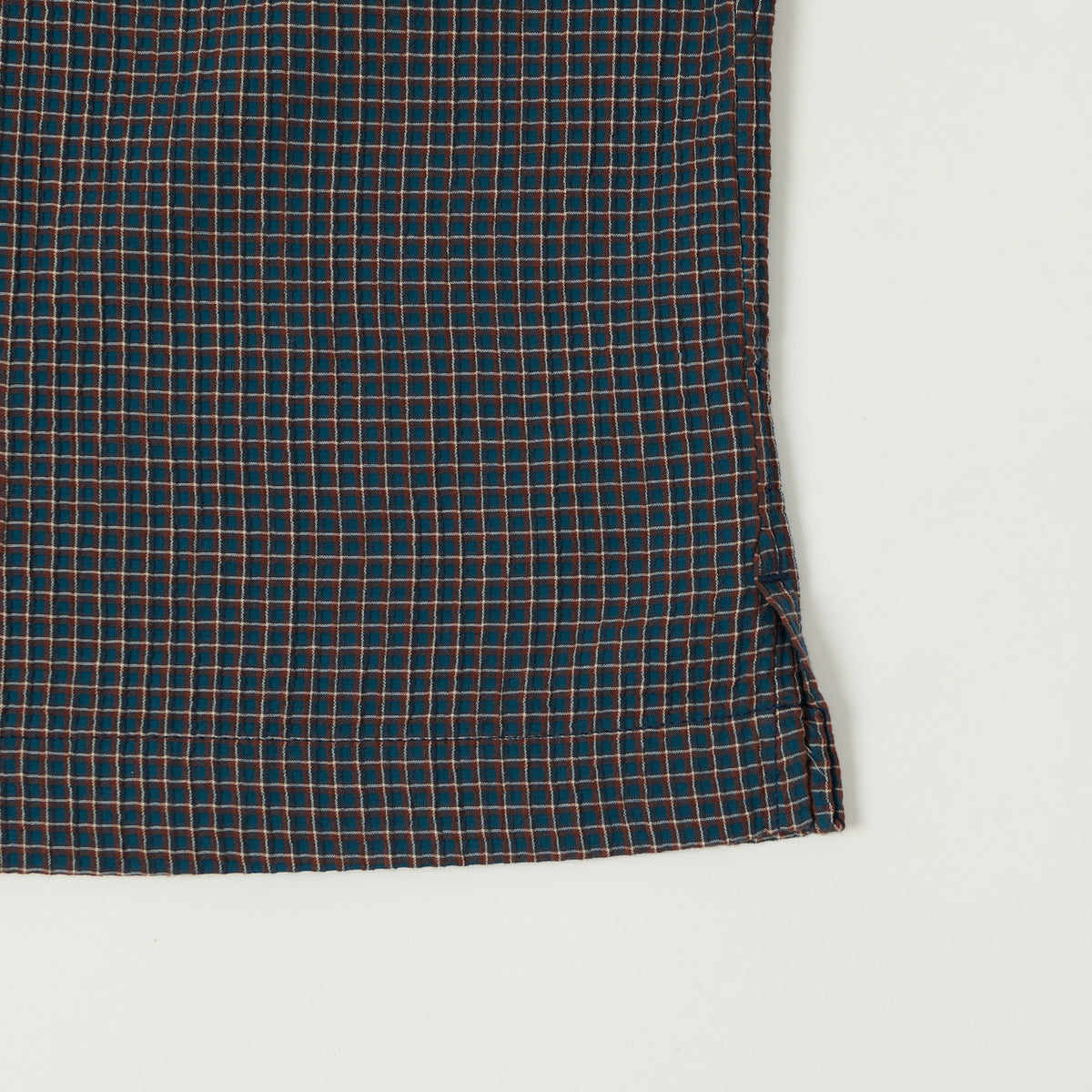 Freenote Cloth 'Cayucos' Seersucker Open Collar Shirt - Blue Plaid