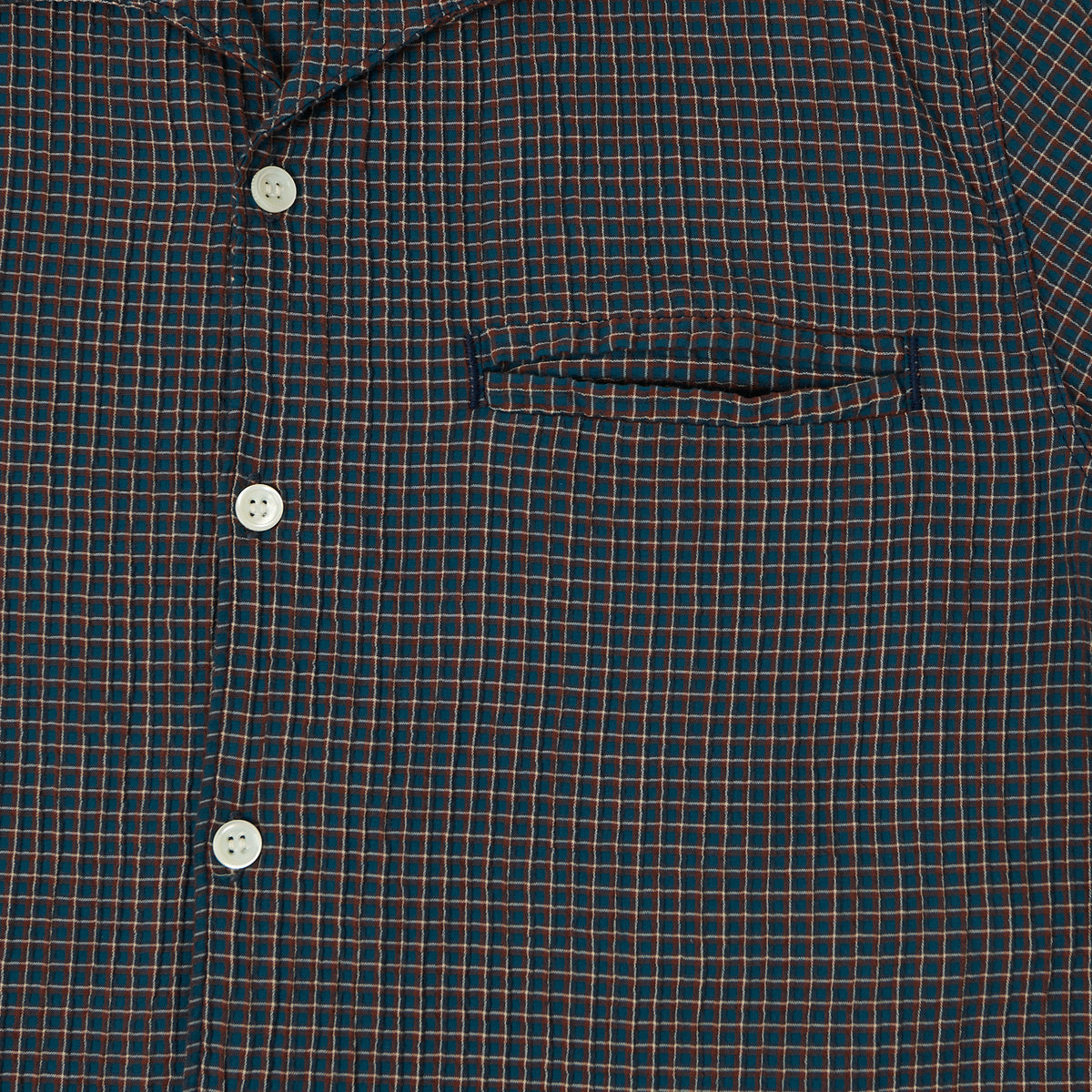 Freenote Cloth 'Cayucos' Seersucker Open Collar Shirt - Blue Plaid