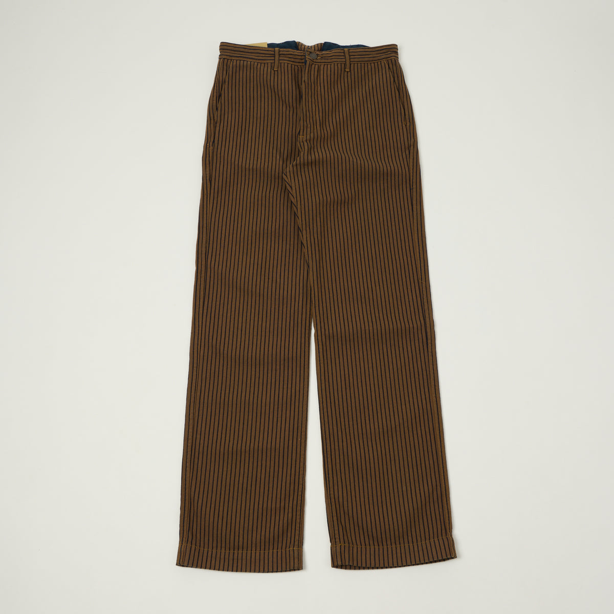 Freenote Cloth Pinstripe Herringbone Dobby Trousers - Brown