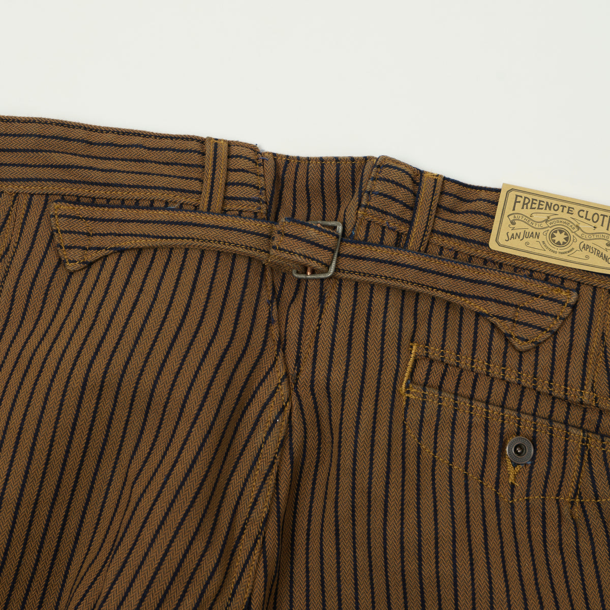Freenote Cloth Pinstripe Herringbone Dobby Trousers - Brown