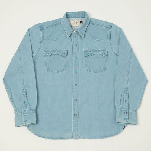 Freenote Cloth 'Modern' 11oz Denim Western Shirt - Bleach Wash