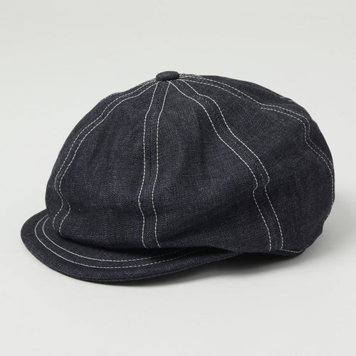 Freewheelers & Co Union Special Overalls 'Jam Buster' Denim Flat Cap - Indigo