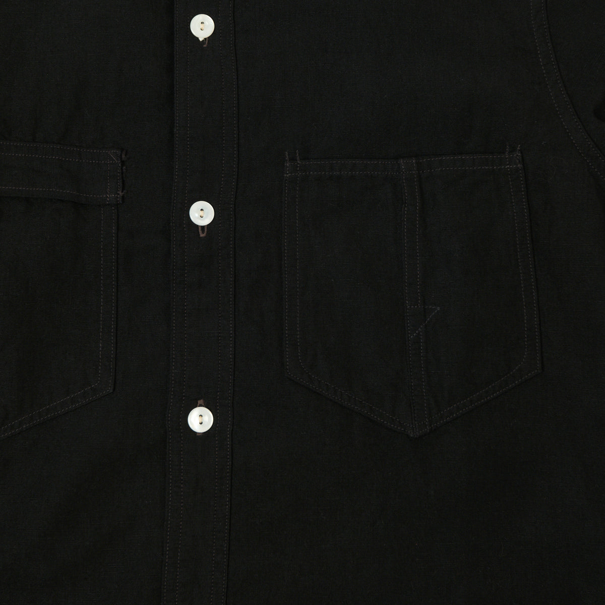 Freewheelers & Co Union Special Overalls 'Big Bertha' S/S Chambray Work Shirt - Black