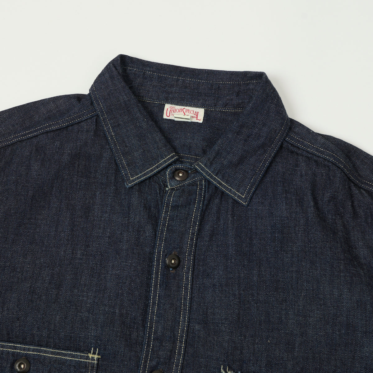 Freewheelers & Co Union Special Overalls 'Diamond Cracker' 8oz Denim Work Shirt - Indigo