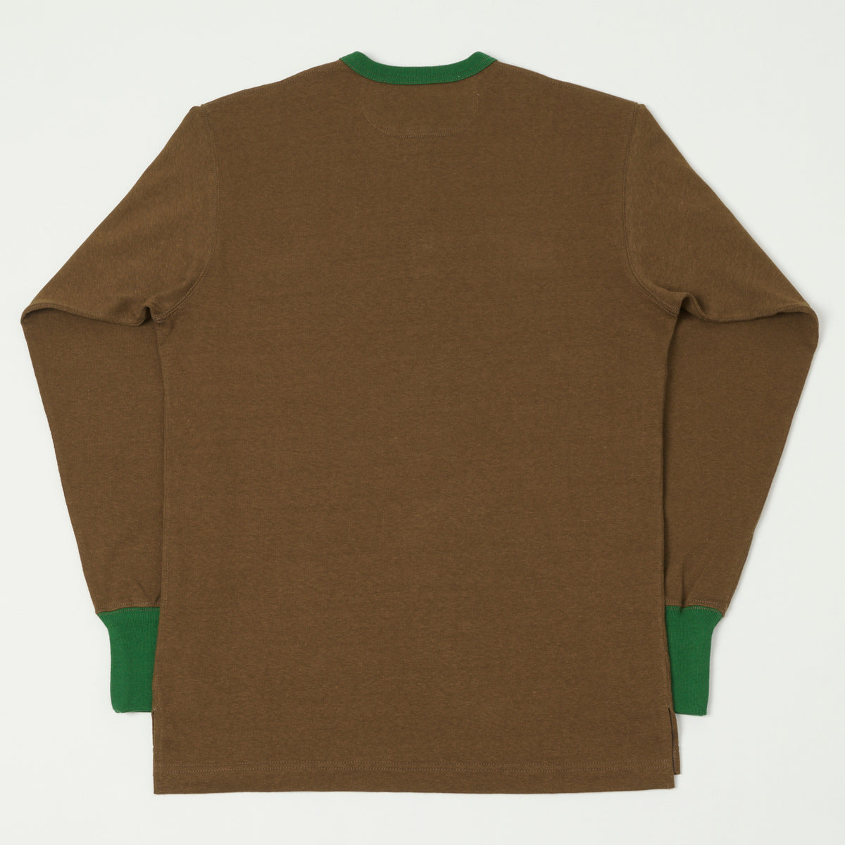 Freewheelers & Co Great Lakes Long Sleeve Henley - Brown/Tar Green