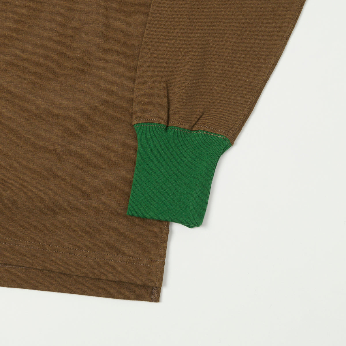 Freewheelers & Co Great Lakes Long Sleeve Henley - Brown/Tar Green
