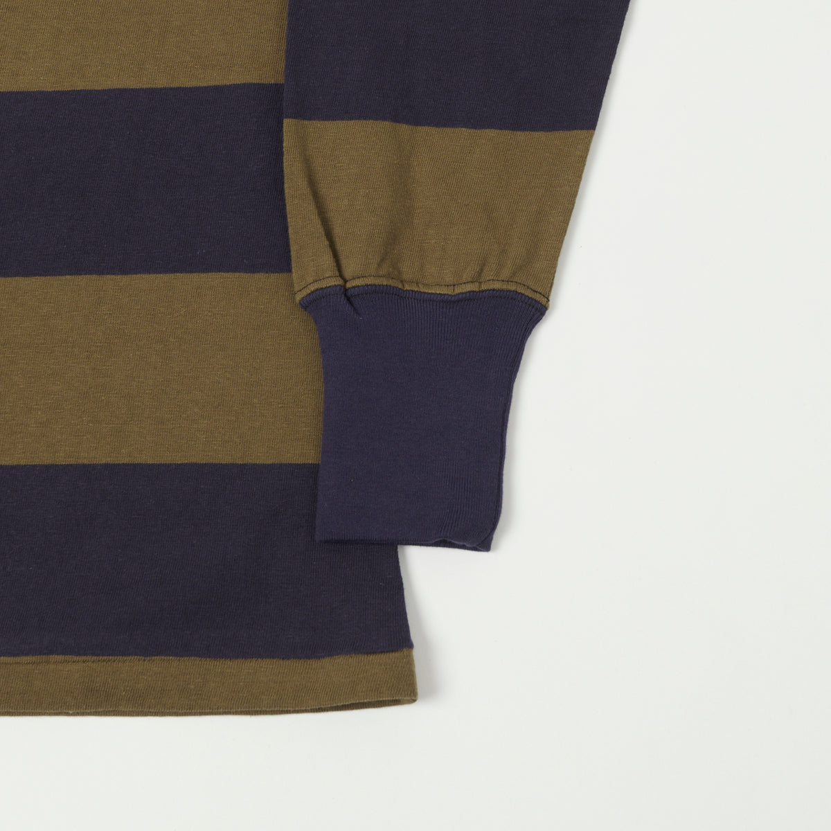 Freewheelers & Co Power Wear Horizontal Stripe Set-In Long Sleeve Tee - Navy/Khaki